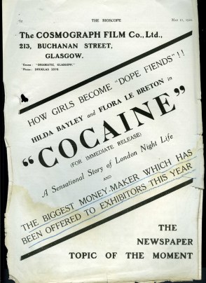 Trade ad for the scandalous Cocaine (Graham Cutts, 1922)