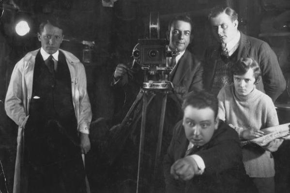 Alfred Hitchcock and Alma Reville filming The Mountain Eagle