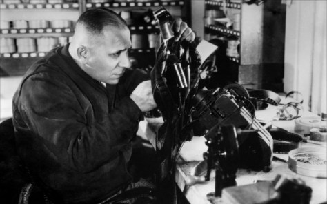 Erich Von Stroheim in the editing room