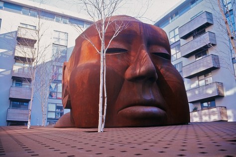 Tribute to Hitchcock at the site of the Gainsborough Studio, now a block of flats