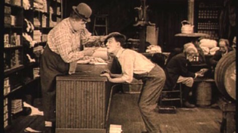 Roscoe Arbuckle and Buster Keaton in The Butcher Boy (1917)